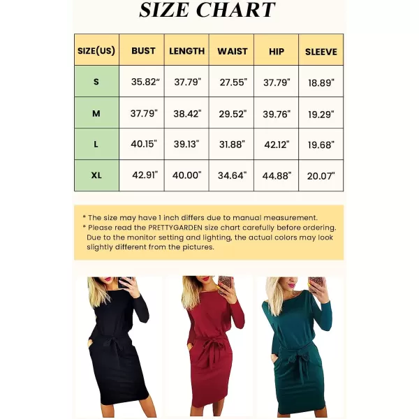 imagePRETTYGARDEN Womens Fashion Casual Long Sleeve Belted Party Bodycon Sheath Pencil DressDark Grey