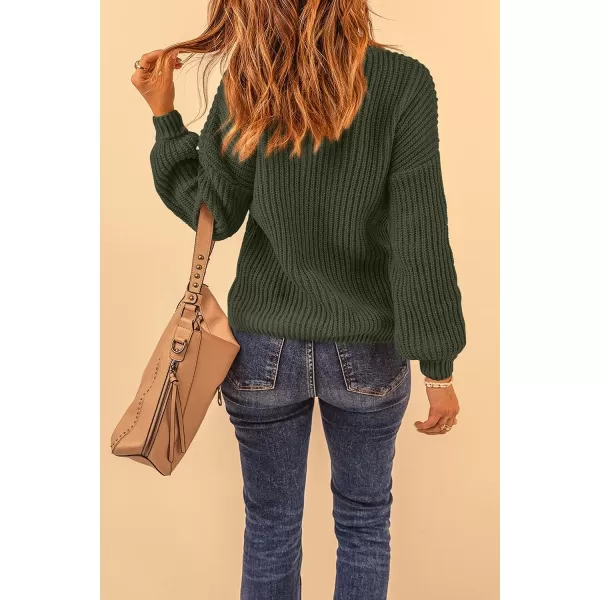 imagePRETTYGARDEN Womens Fashion Sweater Long Sleeve Casual Ribbed Knit Winter Clothes Pullover Sweaters Blouse TopArmy Green