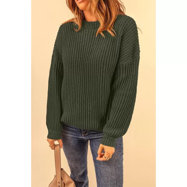 imagePRETTYGARDEN Womens Fashion Sweater Long Sleeve Casual Ribbed Knit Winter Clothes Pullover Sweaters Blouse TopArmy Green