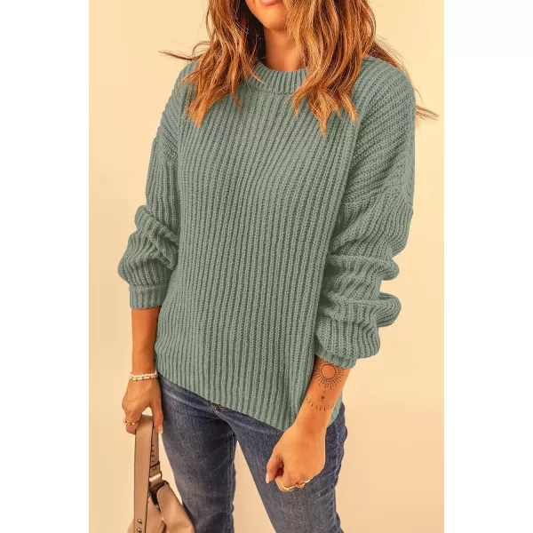 imagePRETTYGARDEN Womens Fashion Sweater Long Sleeve Casual Ribbed Knit Winter Clothes Pullover Sweaters Blouse TopBean Green