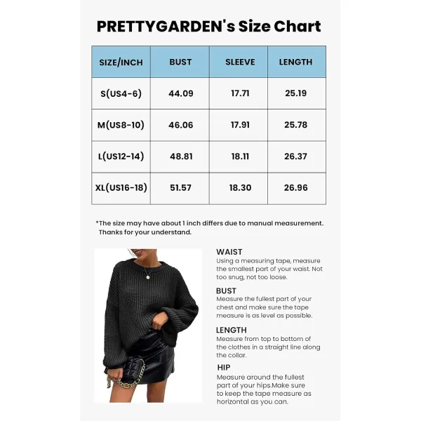 imagePRETTYGARDEN Womens Fashion Sweater Long Sleeve Casual Ribbed Knit Winter Clothes Pullover Sweaters Blouse TopBlack