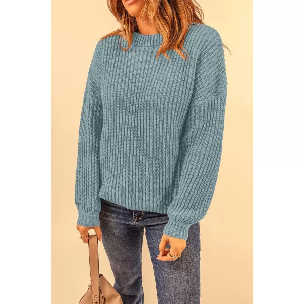 imagePRETTYGARDEN Womens Fashion Sweater Long Sleeve Casual Ribbed Knit Winter Clothes Pullover Sweaters Blouse TopBlue