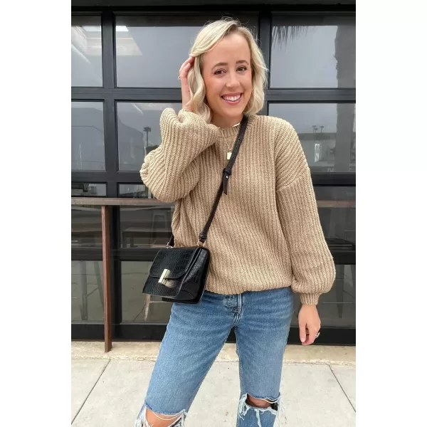imagePRETTYGARDEN Womens Fashion Sweater Long Sleeve Casual Ribbed Knit Winter Clothes Pullover Sweaters Blouse TopCamel