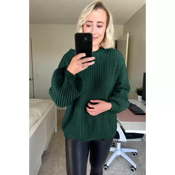 imagePRETTYGARDEN Womens Fashion Sweater Long Sleeve Casual Ribbed Knit Winter Clothes Pullover Sweaters Blouse TopDark Green