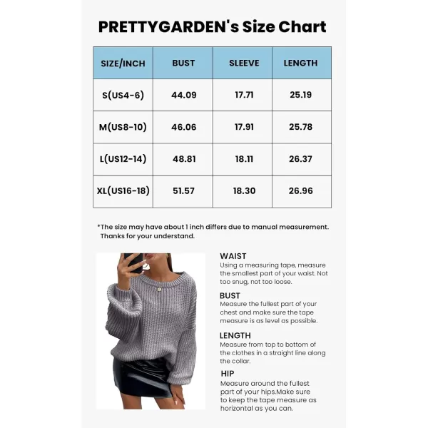 imagePRETTYGARDEN Womens Fashion Sweater Long Sleeve Casual Ribbed Knit Winter Clothes Pullover Sweaters Blouse TopGrey