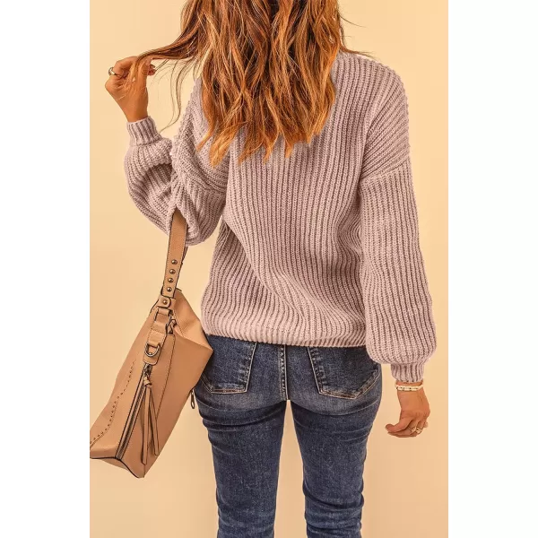 imagePRETTYGARDEN Womens Fashion Sweater Long Sleeve Casual Ribbed Knit Winter Clothes Pullover Sweaters Blouse TopKhaki