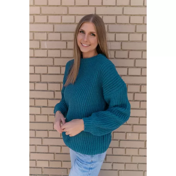 imagePRETTYGARDEN Womens Fashion Sweater Long Sleeve Casual Ribbed Knit Winter Clothes Pullover Sweaters Blouse TopLake Blue