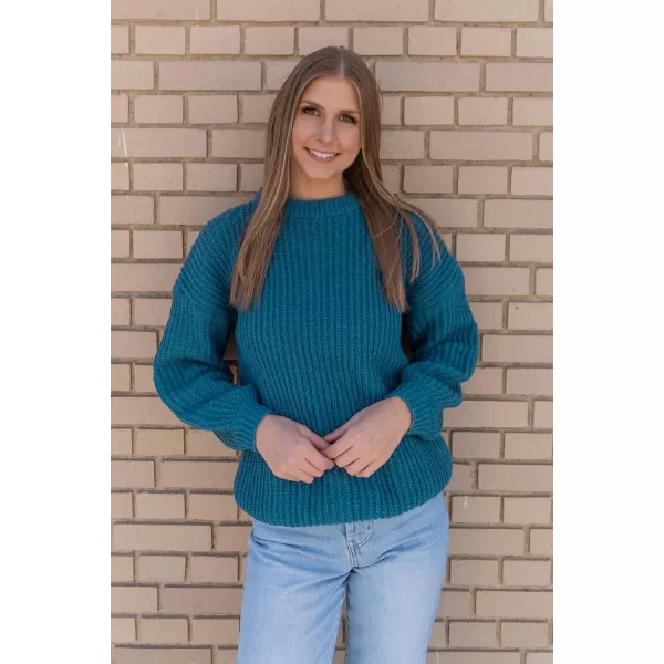 imagePRETTYGARDEN Womens Fashion Sweater Long Sleeve Casual Ribbed Knit Winter Clothes Pullover Sweaters Blouse TopLake Blue