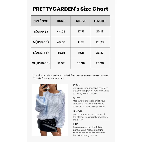 imagePRETTYGARDEN Womens Fashion Sweater Long Sleeve Casual Ribbed Knit Winter Clothes Pullover Sweaters Blouse TopLake Blue