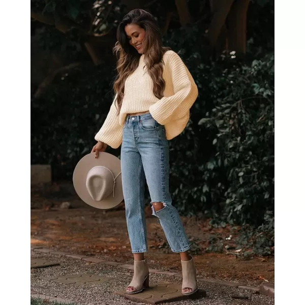imagePRETTYGARDEN Womens Fashion Sweater Long Sleeve Casual Ribbed Knit Winter Clothes Pullover Sweaters Blouse TopLight Apricot