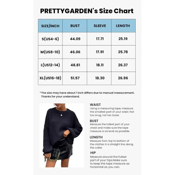 imagePRETTYGARDEN Womens Fashion Sweater Long Sleeve Casual Ribbed Knit Winter Clothes Pullover Sweaters Blouse TopNavy