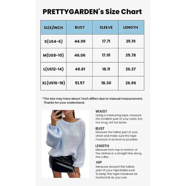 imagePRETTYGARDEN Womens Fashion Sweater Long Sleeve Casual Ribbed Knit Winter Clothes Pullover Sweaters Blouse TopSky Blue