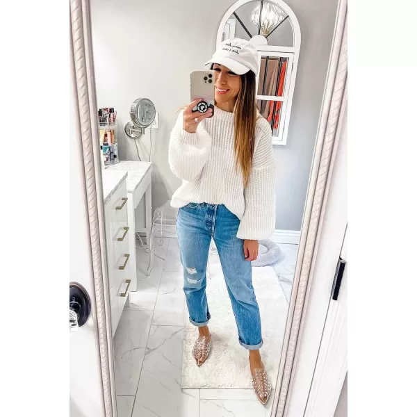 imagePRETTYGARDEN Womens Fashion Sweater Long Sleeve Casual Ribbed Knit Winter Clothes Pullover Sweaters Blouse TopWhite