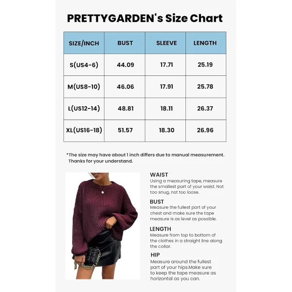 imagePRETTYGARDEN Womens Fashion Sweater Long Sleeve Casual Ribbed Knit Winter Clothes Pullover Sweaters Blouse TopWine Red