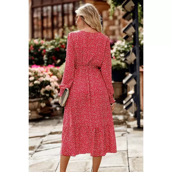 imagePRETTYGARDEN Womens Floral Print Boho Dress Long Sleeve Wrap V Neck Ruffle Belted ALine Flowy Maxi DressesBred