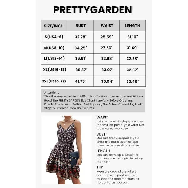 imagePRETTYGARDEN Womens Floral V Neck Spaghetti Strap Button Down Sundress Swing Ruffle Summer Mini Short DressDark Blue