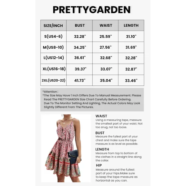 imagePRETTYGARDEN Womens Floral V Neck Spaghetti Strap Button Down Sundress Swing Ruffle Summer Mini Short DressPink