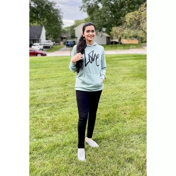 imagePRETTYGARDEN Womens Hooded Sweatshirt Drawstring Lightweight Long Sleeve Pullover Hoodie DressGrey Green