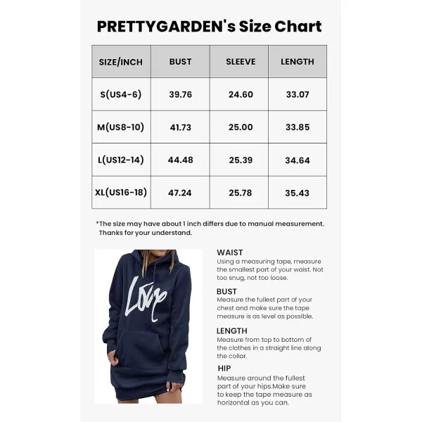 imagePRETTYGARDEN Womens Hooded Sweatshirt Drawstring Lightweight Long Sleeve Pullover Hoodie DressNavy