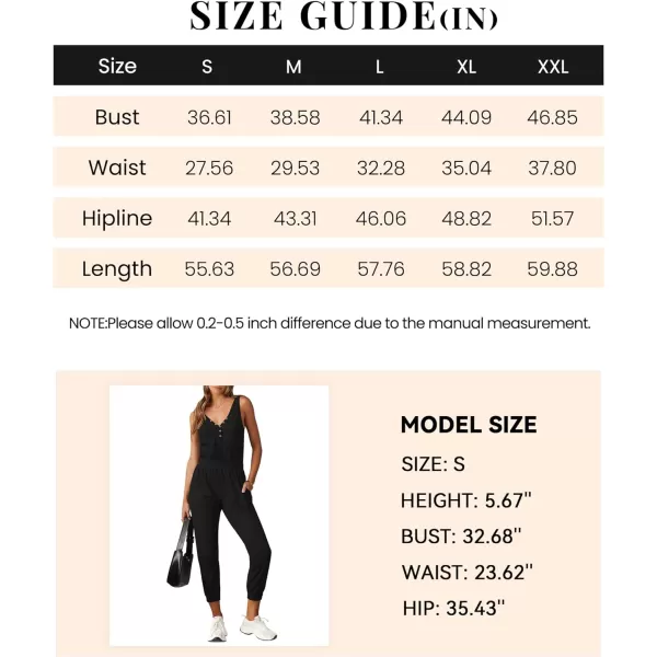 imagePRETTYGARDEN Womens Jumpsuits 2024 Summer Casual Sleeveless Elastic Waist Stretchy Ribbed Knit Long Rompers With PocketBlack