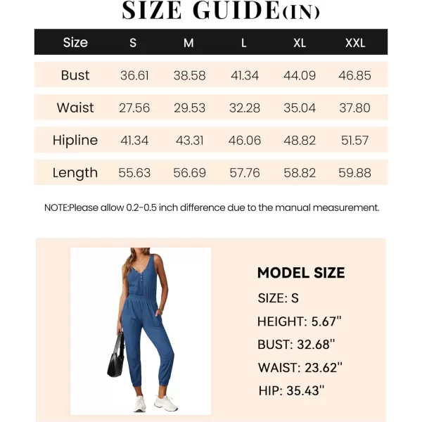 imagePRETTYGARDEN Womens Jumpsuits 2024 Summer Casual Sleeveless Elastic Waist Stretchy Ribbed Knit Long Rompers With PocketDark Blue