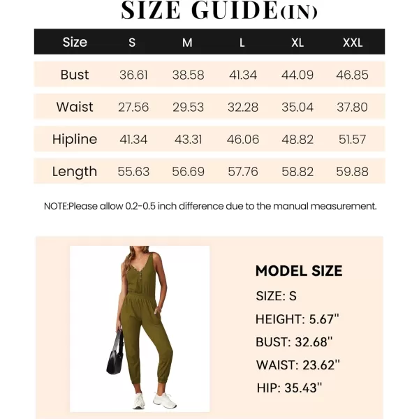 imagePRETTYGARDEN Womens Jumpsuits 2024 Summer Casual Sleeveless Elastic Waist Stretchy Ribbed Knit Long Rompers With PocketMustard Green