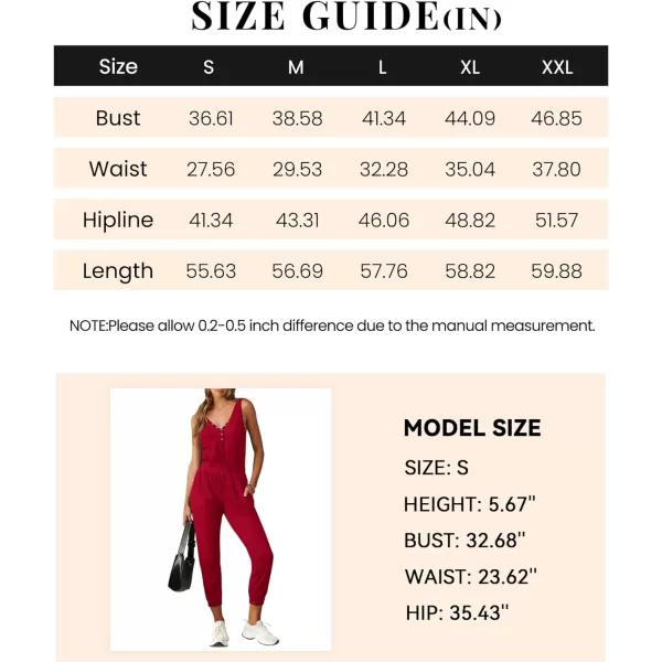 imagePRETTYGARDEN Womens Jumpsuits 2024 Summer Casual Sleeveless Elastic Waist Stretchy Ribbed Knit Long Rompers With PocketRed