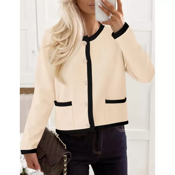 imagePRETTYGARDEN Womens Knit Cardigan Sweaters 2024 Fall Fashion Long Sleeve Button Down Shirts Tops BlouseBeige