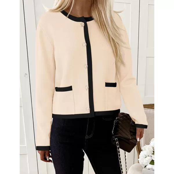 imagePRETTYGARDEN Womens Knit Cardigan Sweaters 2024 Fall Fashion Long Sleeve Button Down Shirts Tops BlouseBeige