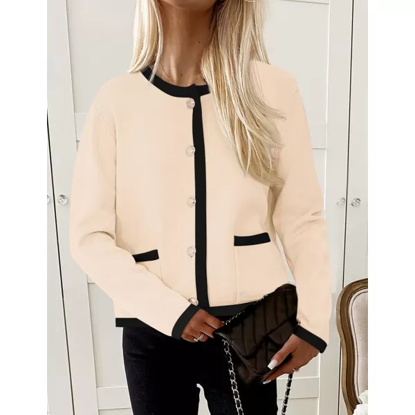imagePRETTYGARDEN Womens Knit Cardigan Sweaters 2024 Fall Fashion Long Sleeve Button Down Shirts Tops BlouseBeige