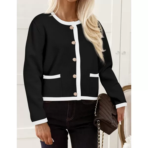 imagePRETTYGARDEN Womens Knit Cardigan Sweaters 2024 Fall Fashion Long Sleeve Button Down Shirts Tops BlouseBlack