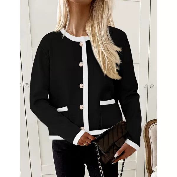 imagePRETTYGARDEN Womens Knit Cardigan Sweaters 2024 Fall Fashion Long Sleeve Button Down Shirts Tops BlouseBlack