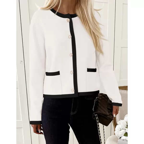 imagePRETTYGARDEN Womens Knit Cardigan Sweaters 2024 Fall Fashion Long Sleeve Button Down Shirts Tops BlouseWhite