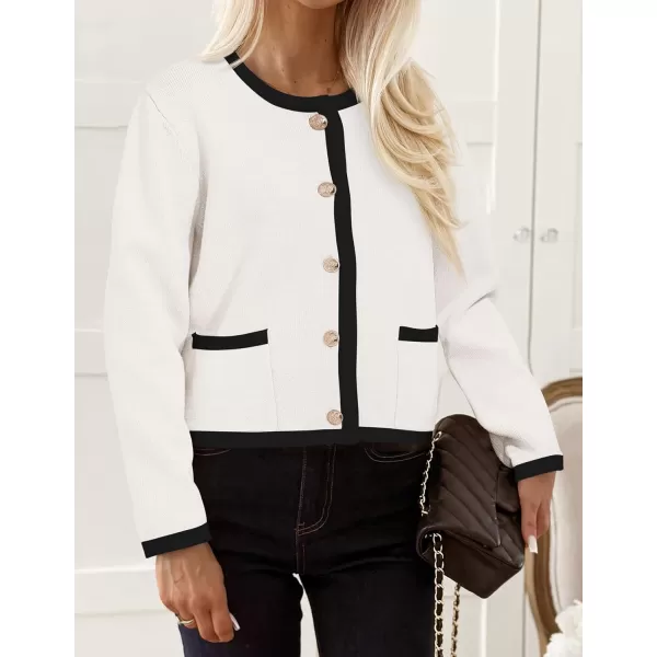 imagePRETTYGARDEN Womens Knit Cardigan Sweaters 2024 Fall Fashion Long Sleeve Button Down Shirts Tops BlouseWhite