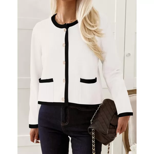imagePRETTYGARDEN Womens Knit Cardigan Sweaters 2024 Fall Fashion Long Sleeve Button Down Shirts Tops BlouseWhite
