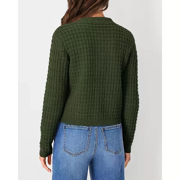 imagePRETTYGARDEN Womens Knit Cardigan Sweaters Casual Long Sleeve Open Front Button Down Trendy Jackets OuterwearArmy Green