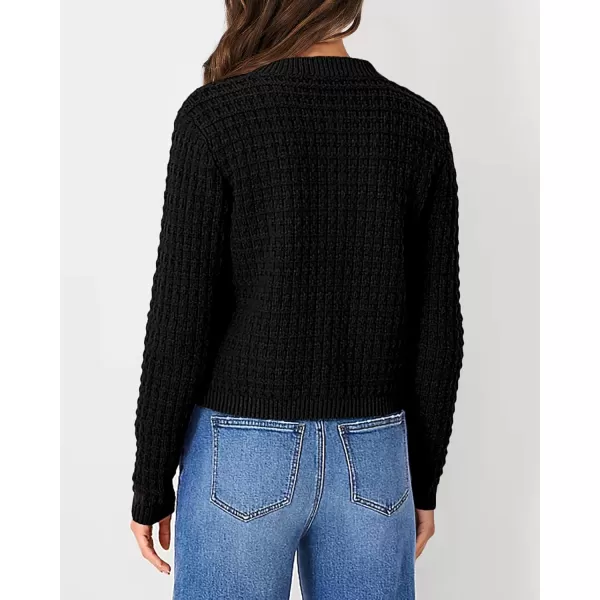 imagePRETTYGARDEN Womens Knit Cardigan Sweaters Casual Long Sleeve Open Front Button Down Trendy Jackets OuterwearBlack