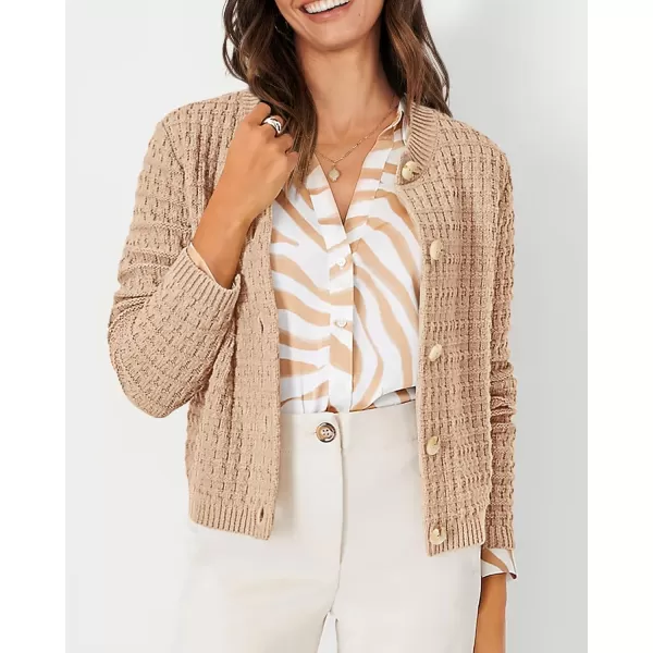 imagePRETTYGARDEN Womens Knit Cardigan Sweaters Casual Long Sleeve Open Front Button Down Trendy Jackets OuterwearKhaki