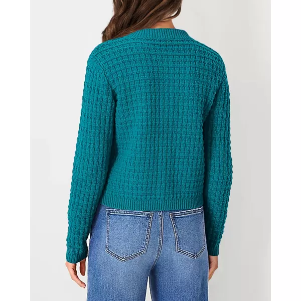 imagePRETTYGARDEN Womens Knit Cardigan Sweaters Casual Long Sleeve Open Front Button Down Trendy Jackets OuterwearPeacock Blue