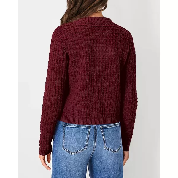 imagePRETTYGARDEN Womens Knit Cardigan Sweaters Casual Long Sleeve Open Front Button Down Trendy Jackets OuterwearWine Red