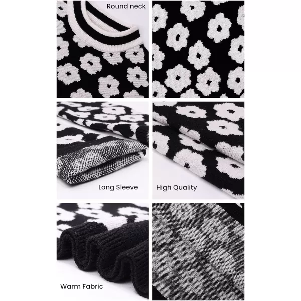 imagePRETTYGARDEN Womens Knit Sweater Casual Crewneck Long Sleeve Floral Print Lightweight Pullover SweatshirtKhaki