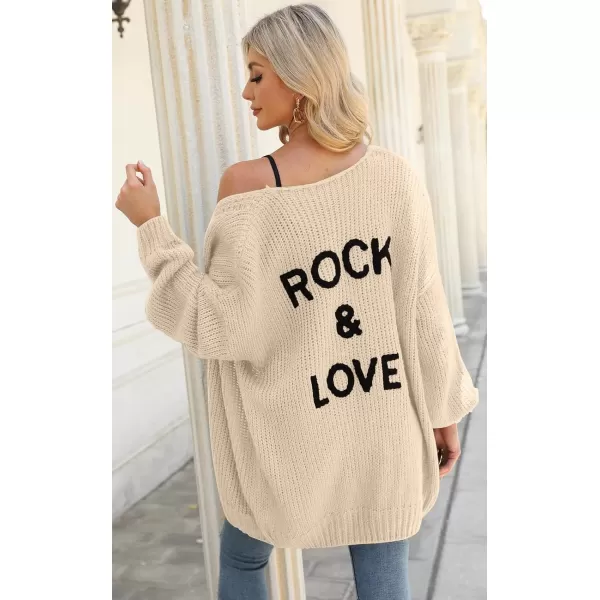 imagePRETTYGARDEN Womens Long Sleeve Open Front Knit Cardigans Sweaters Soft Loose Draped Coat OuterwearBeige