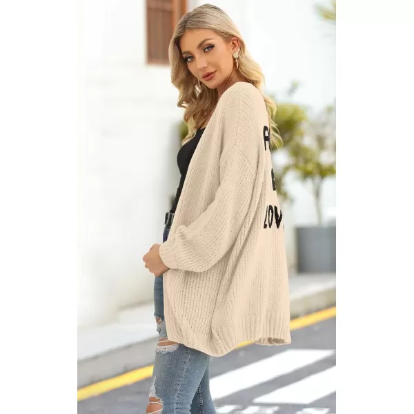 imagePRETTYGARDEN Womens Long Sleeve Open Front Knit Cardigans Sweaters Soft Loose Draped Coat OuterwearBeige