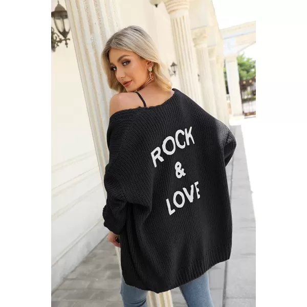 imagePRETTYGARDEN Womens Long Sleeve Open Front Knit Cardigans Sweaters Soft Loose Draped Coat OuterwearBlack