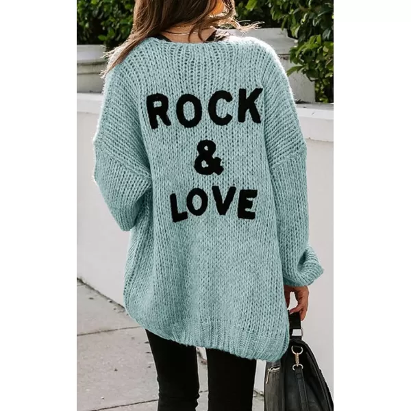imagePRETTYGARDEN Womens Long Sleeve Open Front Knit Cardigans Sweaters Soft Loose Draped Coat OuterwearBlue