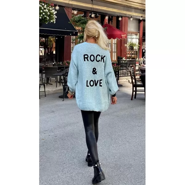 imagePRETTYGARDEN Womens Long Sleeve Open Front Knit Cardigans Sweaters Soft Loose Draped Coat OuterwearBlue