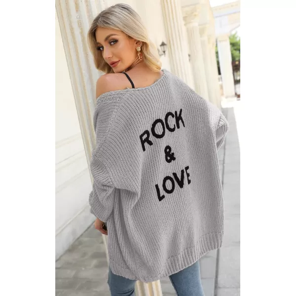 imagePRETTYGARDEN Womens Long Sleeve Open Front Knit Cardigans Sweaters Soft Loose Draped Coat OuterwearGrey