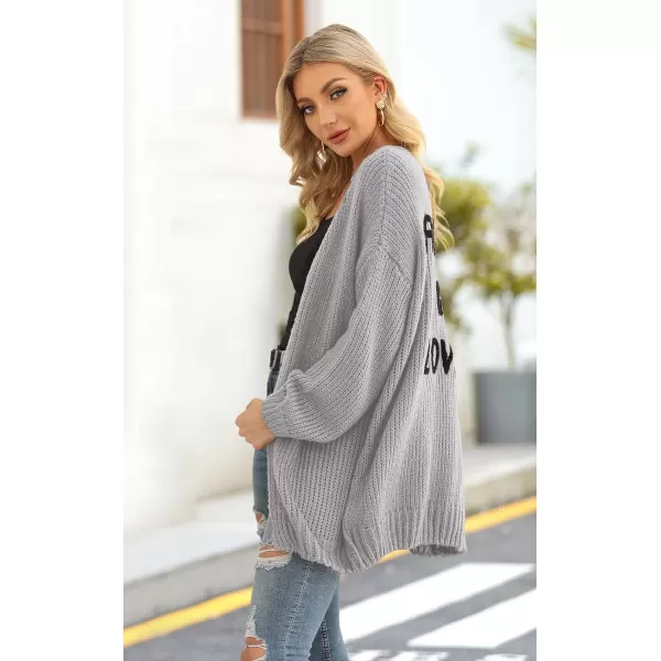 imagePRETTYGARDEN Womens Long Sleeve Open Front Knit Cardigans Sweaters Soft Loose Draped Coat OuterwearGrey