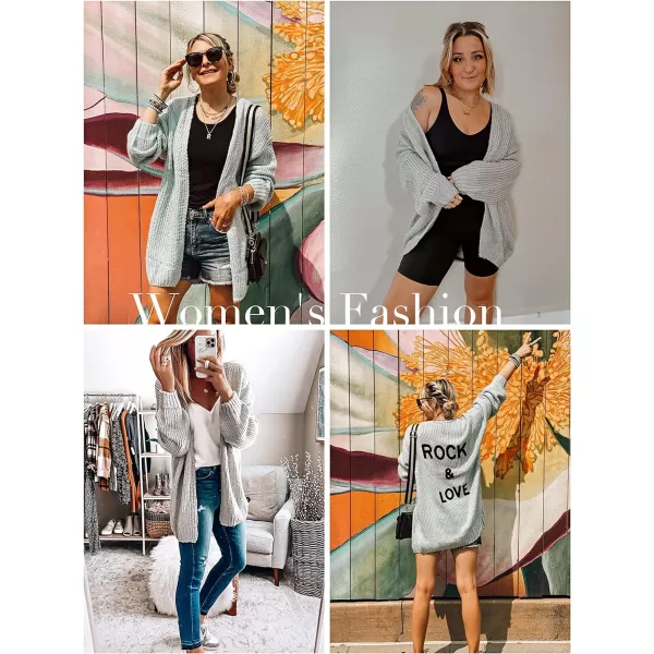 imagePRETTYGARDEN Womens Long Sleeve Open Front Knit Cardigans Sweaters Soft Loose Draped Coat OuterwearGrey