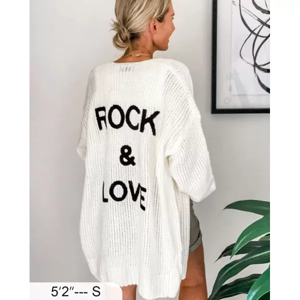 imagePRETTYGARDEN Womens Long Sleeve Open Front Knit Cardigans Sweaters Soft Loose Draped Coat OuterwearWhite